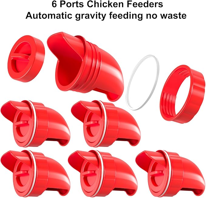 Chicken Feeder No Waste Automatic Poultry Feeder DIY Chicken Feeders and Waterer Set 6 Chicken Feeders Ports Auto Chicken Feeder Kit