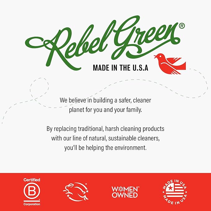 Rebel Green Fruit & Veggie Clean - Plant-Based Produce Cleaner - Natural Fruit & Vegetable Wash with No Aftertaste - Dirt & Wax Removal - 16 Fluid Ounces Bottle & 64 Fluid Ounces Bottle