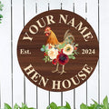 Custom Chicken Coop Metal Sign, Personalized Farmhouse Wall Decor, Vintage Fluffy Butt Hut Decor, Custom Name Sign for Farm, Gifts for Chicken Lovers