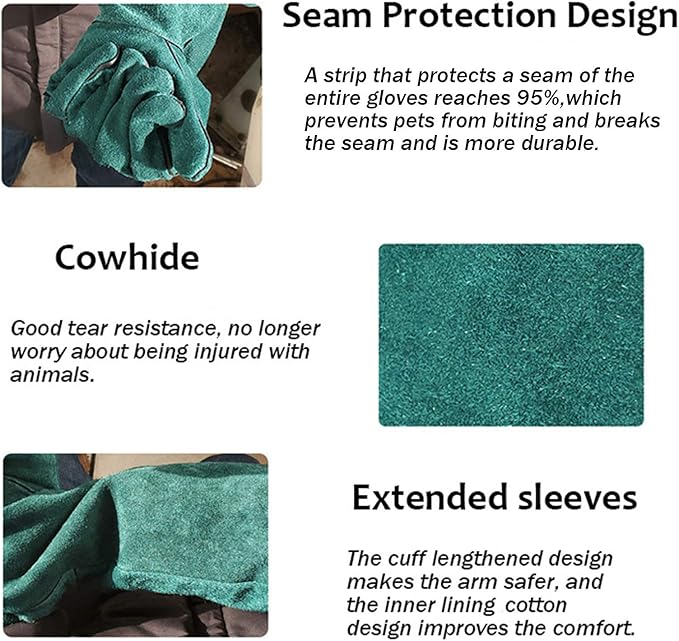 Hamiledyi Animal Handling Gloves 23.6in Bite Proof Anti-Scratch Protection Gloves Pet Grooming/Nursing/Wildlife Rescue Safety Work Gloves for Reptile Snake Iguana Cat Dog Falcon