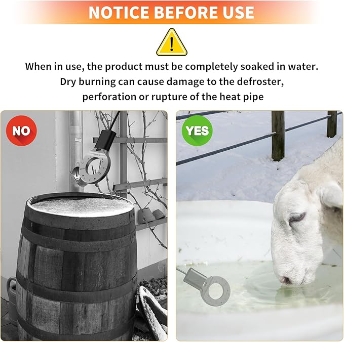 1000W Utility De-Icer Submergible Cast Aluminum Chicken Water Heater for Livestock Tank Heater Bird Bath Heater in Winter
