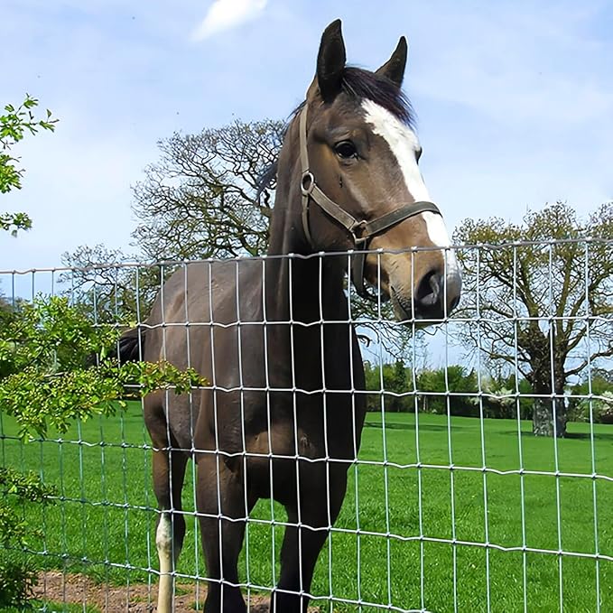 Galvanized 4x100ft Heavy Duty Horse Fence, 2x4 Inch Mesh, Rust-Resistant Metal Wire Farm Fencing for Livestock, Pasture, Garden, and Animal Containment