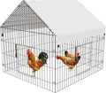 Metal Chicken Coop 42"×40"×40" Chicken Run with Waterproof Cover Portable Poultry Cage Walk in Hen House Outdoor Backyard Farm Animal Enclosure Crate Pet Playpen Exercise Pen for Rabbit Duck