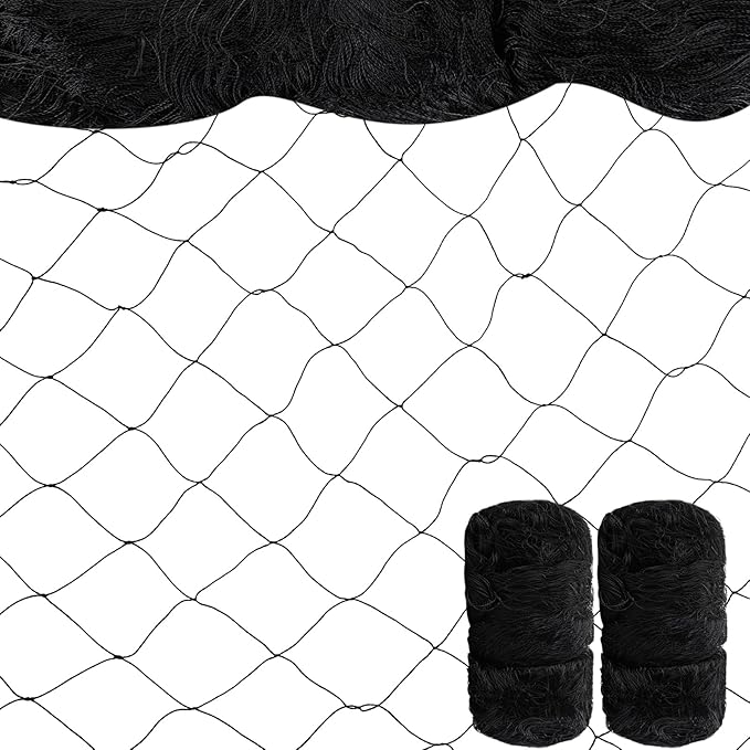 Windyun 2 Pcs 50' X 100' Bird Netting Bird Net Chicken Coop 2.4" Mesh Heavy Duty Deer Fence Aviary Net Reusable Fruit Tree Poultry Barrier for Garden Protection Vineyard Against Hawk Squirrel, Black