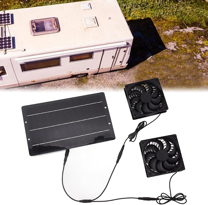 TOPINCN 10W Solar Powered Dual Exhaust Fan Kit for Chicken Coops Greenhouses Sheds, Energy Efficient with Powerful Ventilation