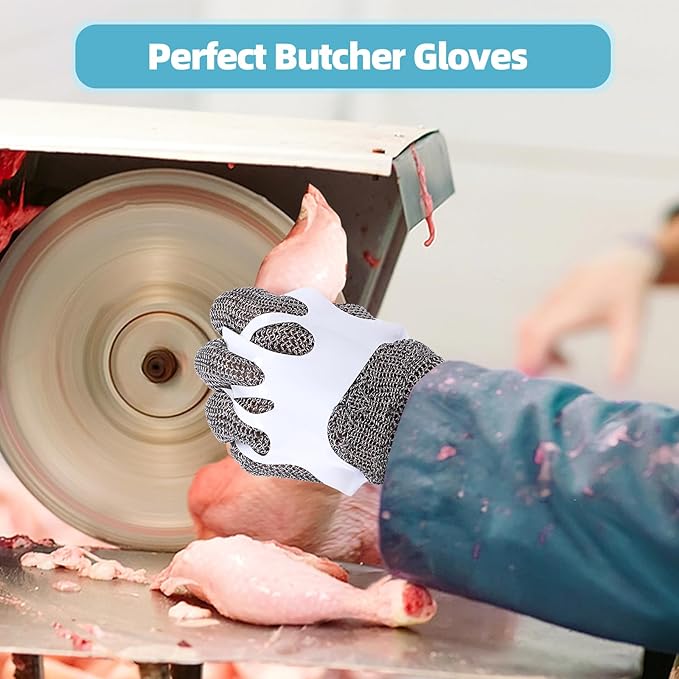 Cut Resistant Glove, Food Grade Stainless Steel Chainmail Butcher Glove for Cutting Meat Oyster Shucking Slicing Fish