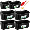 6 Pack Chicken Duck Feeder Waterer Hanging Goat Feeder Trough 2.5 and 5 Quart Livestock Feeding Trough with Scoop & Brush for Pig, Poultry, Fence Feeding, 25 Quart Total (Black)