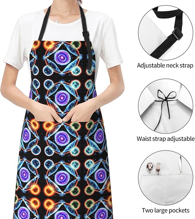 Multidimensional Space Heavy Duty Waterproof Apron with Pockets for AdultsResistant Grilling, Gardening, Painting