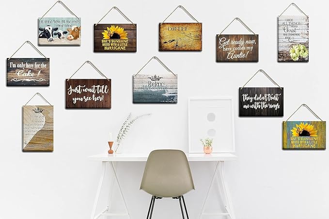Rustic Barn and Geese Countryside Path Hang Signs Classic Farmhouse Decor,Retro Wall Art decor,for Home,Outdoor Scenery Décor,Retro Wooden Gifts for Garden,family Kitchen,Living Room 6x12inch