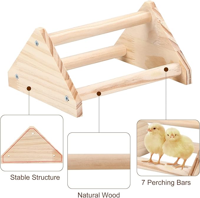 Wooden Chick Perch Stand, Pine Roosting Bar, Jungle Gym Perch Toys for Chicken Coop & Brooder, Bird Perch for Baby Chicks & Parrots (Small)