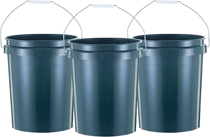 United Solution ECOSense 5 Gallon Bucket, Heavy Duty, Comfortable Handle, Perfect for on The Job, Home Projects, or Cleaning; Made from 90% Recycled Materials.100% Recyclable (Pack of 3)