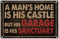 Man Cave Wall Decor Garage For Men Vintage Metal Sign Decoration A Man's Home Is His Castle But Sanctuary 12 x 8 Inch Art Kitchen Aluminum Indoor Outdoor