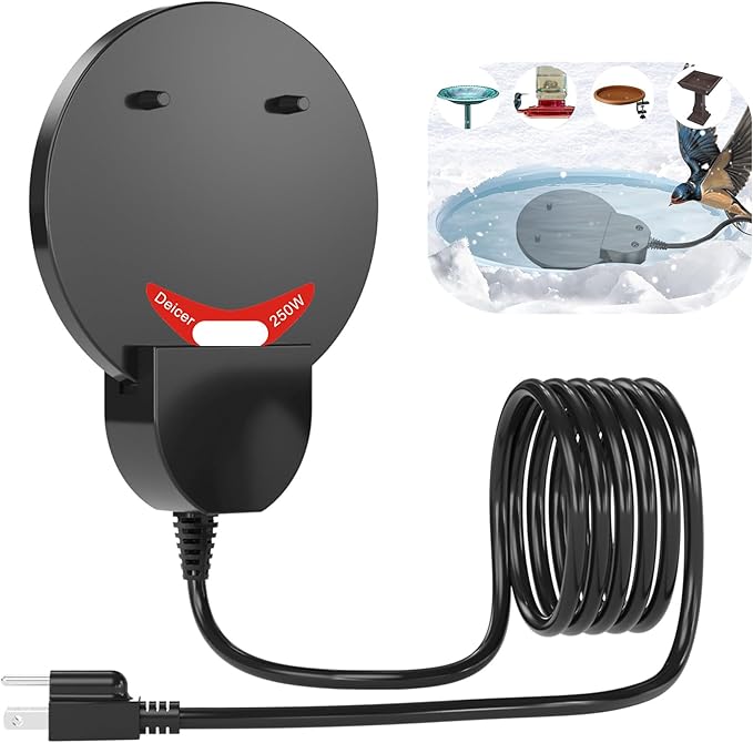 250W Bird Bath Heater - Suitable for Livestock, Poultry, Horses, Cows, Birds, and Chicken Waterers - Winter Use Indoors/Outdoors - Aluminum Cast for Efficient Heating