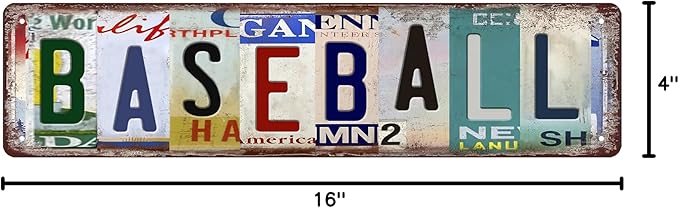 Baseball Wall Decor Baseball Room Decor For Boys Tin Sign Vintage Sports Decor Poster Memorabilia Baseball Street Signs Man Cave Home Room Bar Wall Decor 16 X 4 Inches