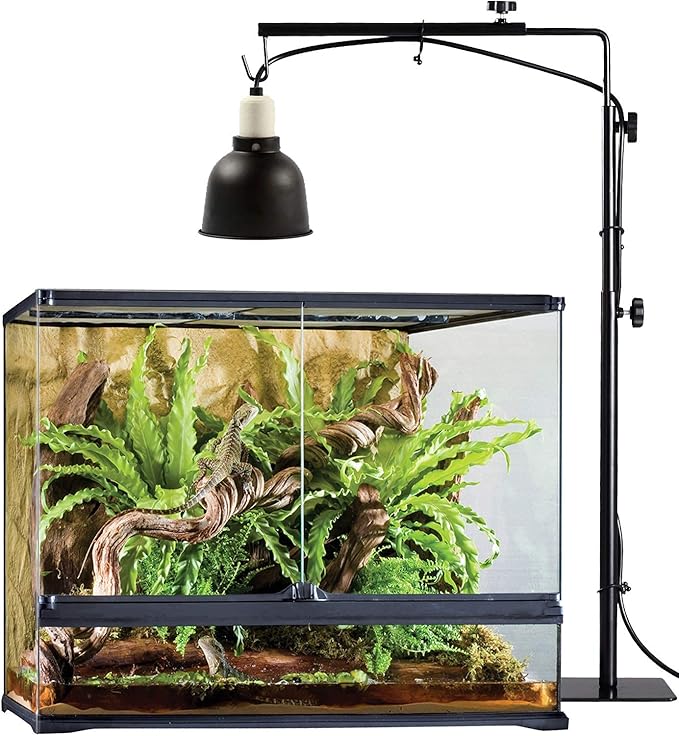 BETAZOOER Reptile Lamp Stand Adjustable 16-35 Inch Domes Heat Lamp Metal Bracket Floor Light Holder Support for Reptile Glass Terrarium Heating Light