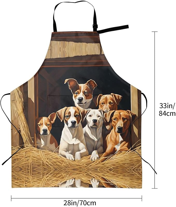Farm Animals Waterproof Apron For Adults With Two Large Pockets,Adjustable Neck And Waist Ties,Full-Length Bib Design-Polyester Fabric