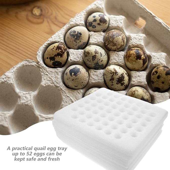 DOITOOL Quail Eggs Tray Holder 52-Grid Pearl Material Egg Storage Organizer for Refrigerator and Kitchen Countertop Use