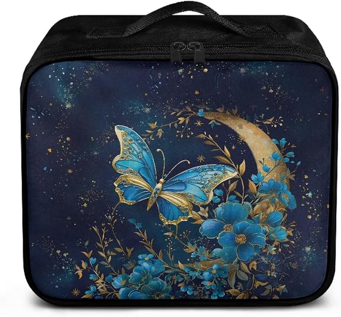Rnyleeg Portable First Aid Kit College Medical Kit for Dorm Emergency Medical Trauma Bag Home Car Camping Hiking First Aid Bag Empty Floral Butterfly Moon Print