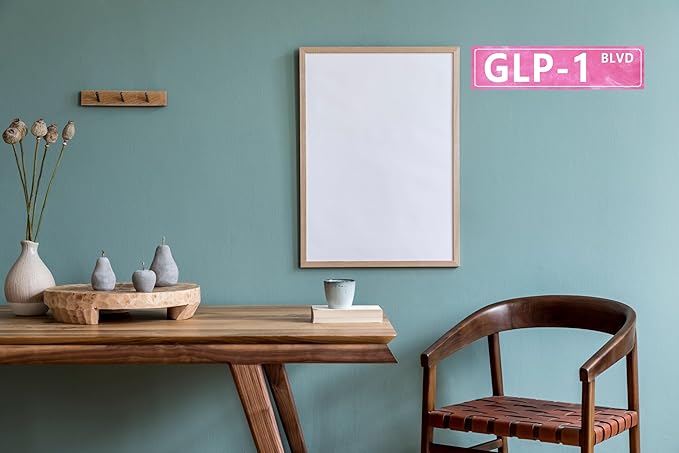 CSWLJS Funny Rustic Metal Tin Signs GLP-1 Kitchen Sign Wall Decor Pink Vintage Farmhouse Bar Decor for Home Pantry Dining Room Coffee Shop 4x16 In