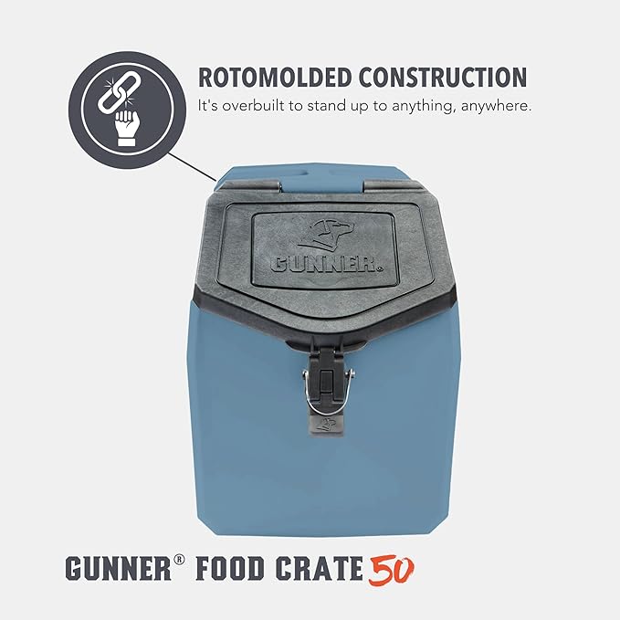 GUNNER 50 lbs Dog Food Storage Container - Waterproof & Airtight Pet Food Bin - Multi-Purpose Container for Dry Food, Corn, Chicken Feed, Treats, Bird Seed, & More - Blue