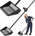 2-in-1 Coop Scoop(24" to 68"), Chicken Poop Scooper with Grip & Rake, Chicken Coop Accessories for Pet Waste Cleaning, Adjustable Stainless Steel Sand Sifting Litter Shovel for Chicken Coop