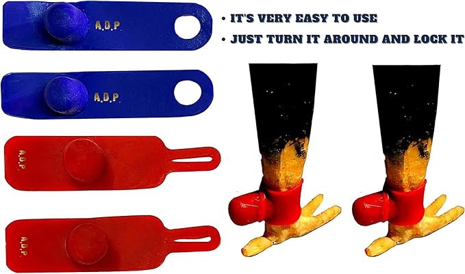 A.D.P. R5 2Pairs Red & Blue Color, Rooster Booster Chicken Mitt Safety Poultry Bird Botas para GALLOS BREEDING Supplies Leg Protect & Care, Best Rubber