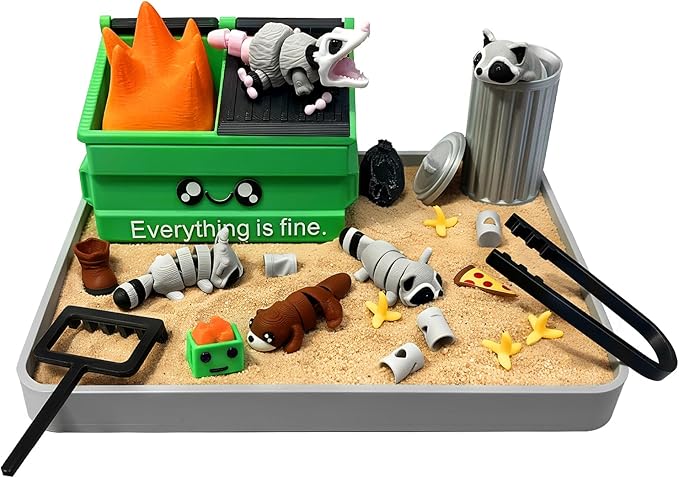 Dumpster Fire Zen Garden for Desk, Funny Mini Desktop Zen Sand Garden Kit, Funny Office Desk Accessory Stress Relief Gifts for Coworkers, Bosses, Friends, Birthday