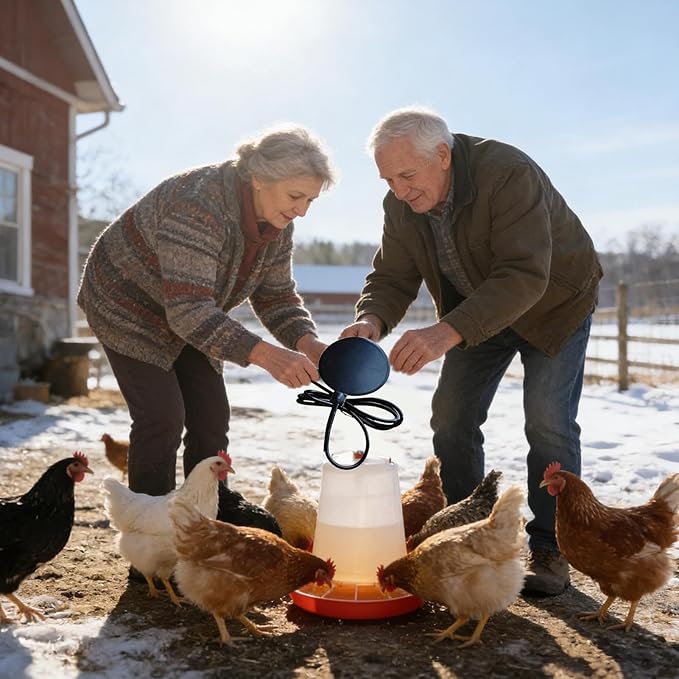 Chicken Water Heater – Heated Drinker Plate Base, Anti Freeze Poultry Accessory, Constant Temperature Support | Stable Winter Hydration System for Chickens Ducks Outdoor Coops