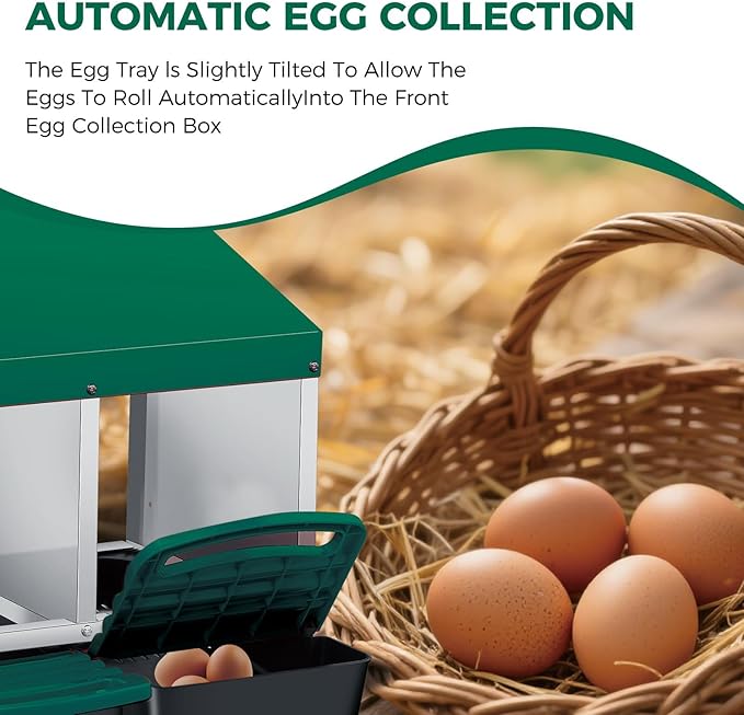 Garvee Chicken Nesting Boxes, 4 Hole Roll-Away Nesting Boxes for Chickens Coop with Perch, Hens, Ducks & Other Poultry,Egg Laying Box with Lid Cover to Protect Eggs,Easy to Assemble