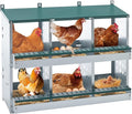 Chicken Nesting Box for Laying Eggs - 6 Room Chicken Laying Boxes, Nesting Boxes for Chickens, Heavy Duty Metal Chicken Coop,33.07" L x 16.92" W x 25.59" H