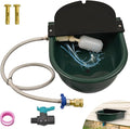 Automatic Dog Water Dispenser with Drain Valve, 1 Gallon Outdoor Auto Water Dog Bowl with Float Valve, Automatic Chicken Waterer with Hose Quick Connector, for Horse, Poultry (Green)
