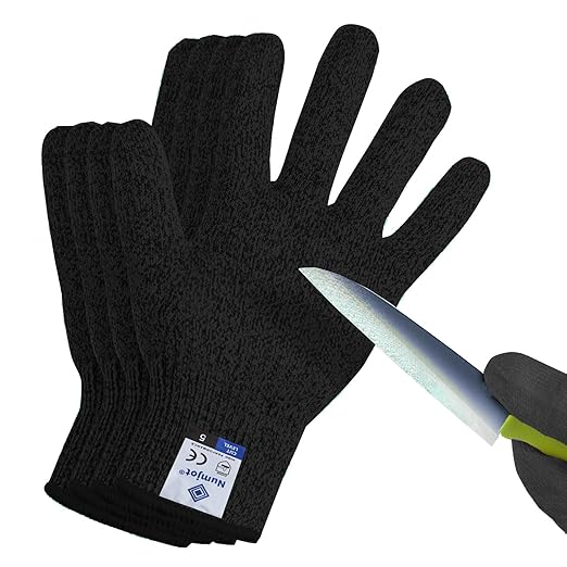 Cutting Gloves, Food Grade Level 5 Protection, Safety Kitchen Cut Gloves for Oyster Shucking, Fish Fillet Processing, Mandolin Slicing, Meat Cutting and Wood Carving. (Black-Large 2 Pairs)