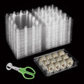 MIVIDE 150 Pack Quail Egg Cartons, 12 Grids Small Clear Plastic Egg Trays, Bulk Eggs Carton Holders