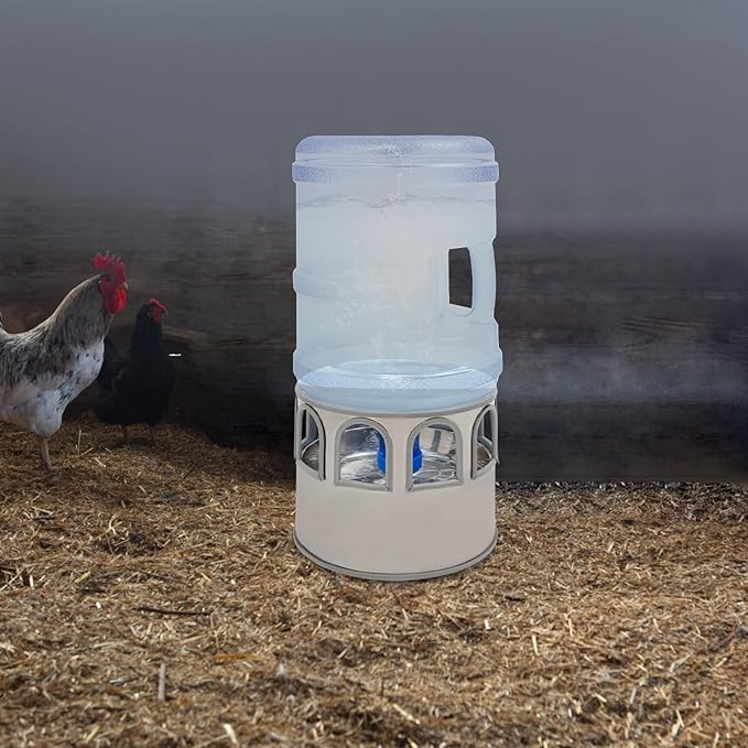 Heated Chicken Waterer 5 Gallon Bucket, Poultry Water Heater, Adjustable Temperature 32-122℉, Heated Chicken Water Bowl for Winter Outdoor Chicken Coop Ducks Geese Pigeons