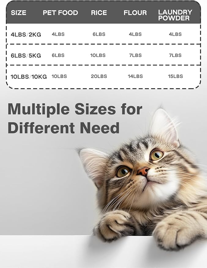 LivLab Mker 5 lbs Dog Food Storage Container with Lids Airtight Pet Food Container Cat Treat Container, Dry Pet Food Storage Bin for Cereal, Birds, Rice and Grain(6 lbs), White