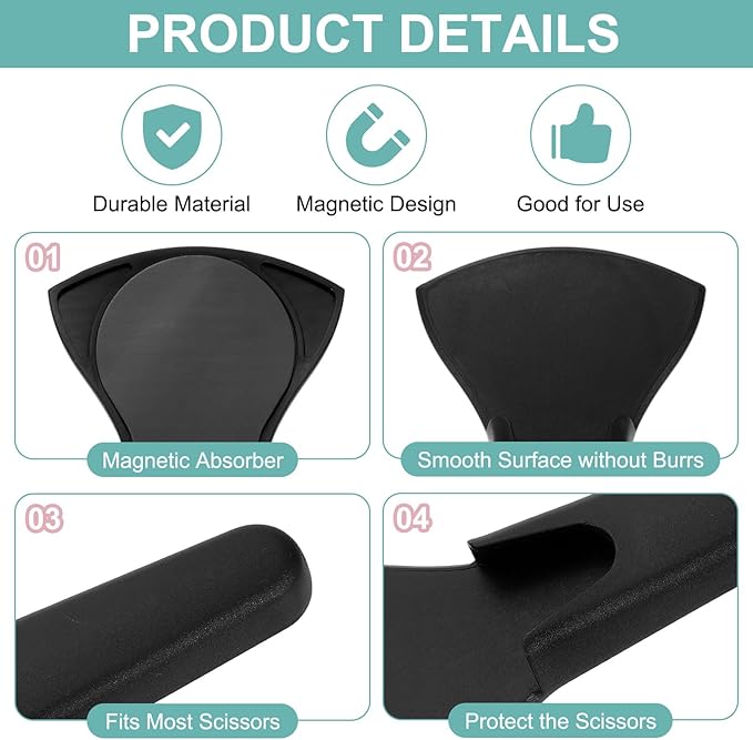 uxcell Magnetic Scissor Holder, 7.48" x 3.46" Plastic Scissors Cover Durable Waterproof Protector Portable with Long Magnetic Absorber for Kitchen Shears, Black