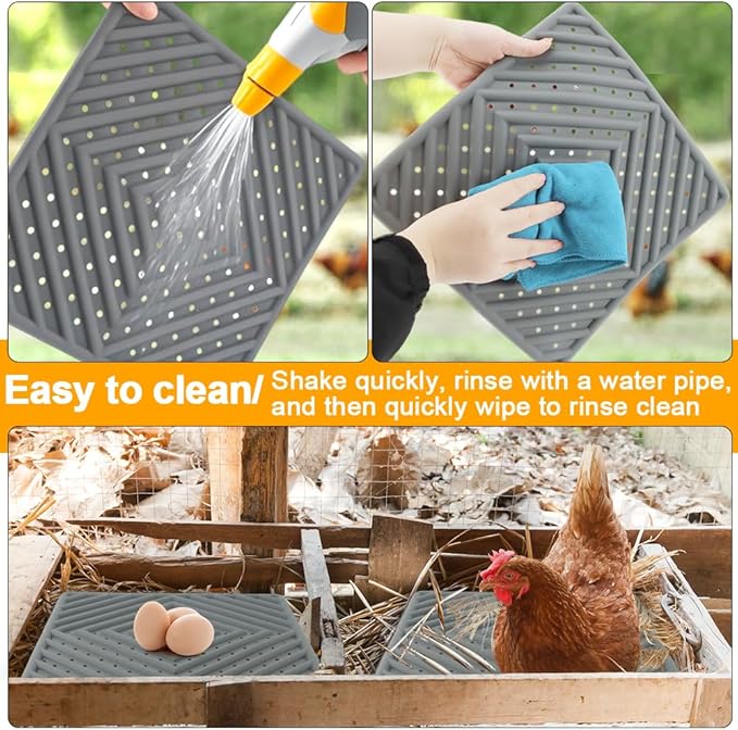 4Pcs Washable Chicken Nesting Box Pads for Laying Eggs, Reusable Bedding Nest Box Liners, Nesting Pads for Chicken Coop, Grey 12''x12''