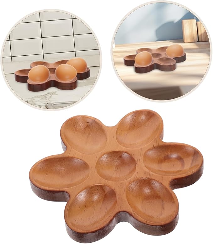 Mikinona Egg Holder Tray Rustic Wooden Serving Dish Decorative Storage Basket for Kitchen Countertop Egg Organizer