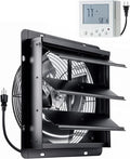 InoKraft Shutter Exhaust Fan with Wireless Control Panel, 14'' Wall Mount Attic Fan with Temperature Controller, 2100 CFM, 8-Speed Adjustable, Ventilation for Attic, Garage, Greenhouse, Chicken Coop