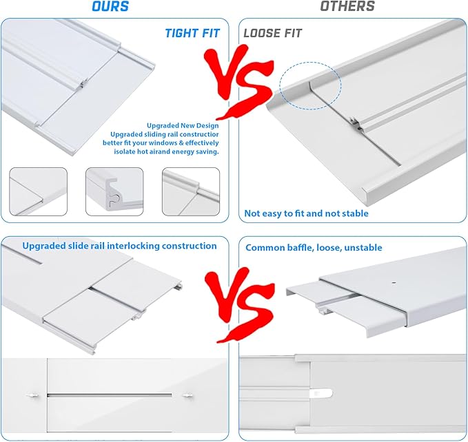 AC Window Vent Kit, Portable Air Conditioner Window Kit, Universal for 4” & 6” Ducting & 5.1"/5.9" Hose, Upgraded AC Sliding Window Seal Kit for HVAC, Inline Fans, Duct Fans, Grow Tent, Dryer