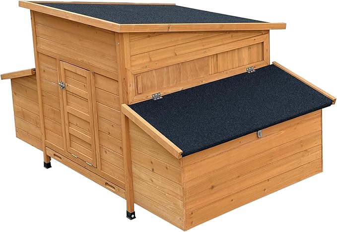 RUNVA Chicken Coop, Large Wooden Chicken Hutch with 6 Nesting Boxes, Outdoor Hen House,Small Animal Cages, Duck Houses