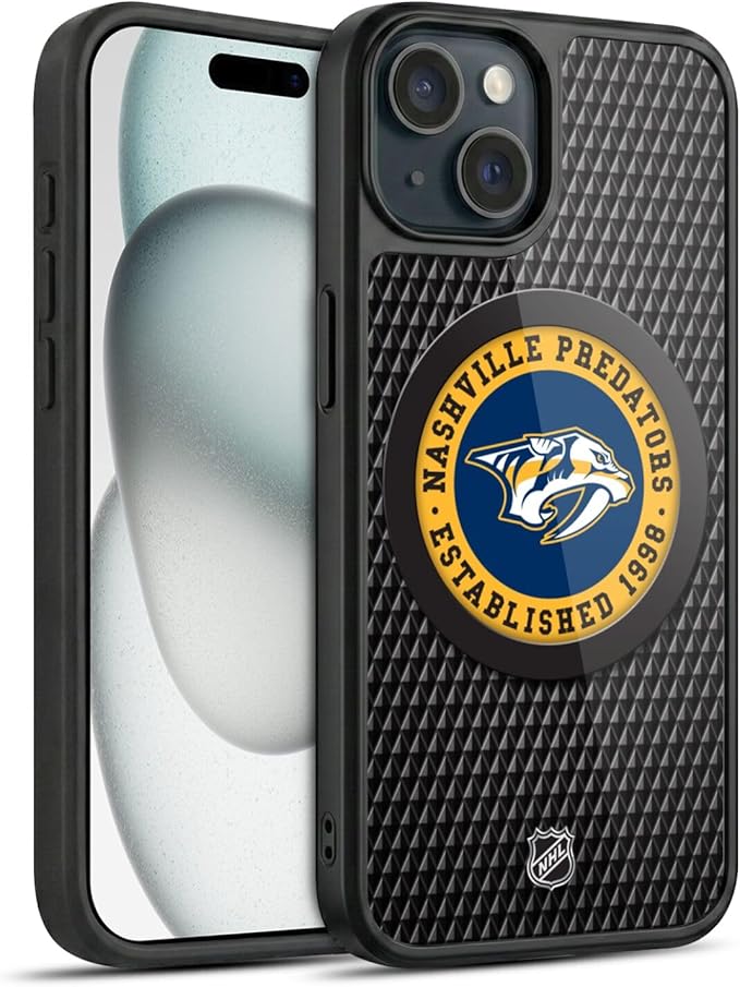 Head Case Designs Officially Licensed NHL Puck Texture Nashville Predators Gel Armor Case [Military Grade Drop Protection] Compatible with Apple iPhone 15