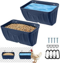 Chicken Feeder,Hanging Goat Feeders,Hanging Poultry Feeder for Sheep, Duck and Dog, Fence Feeder Trough Livestock Feeding Container, Chicken Coop Accessories, 2 Pack Blue Chicken Feeder Waterer