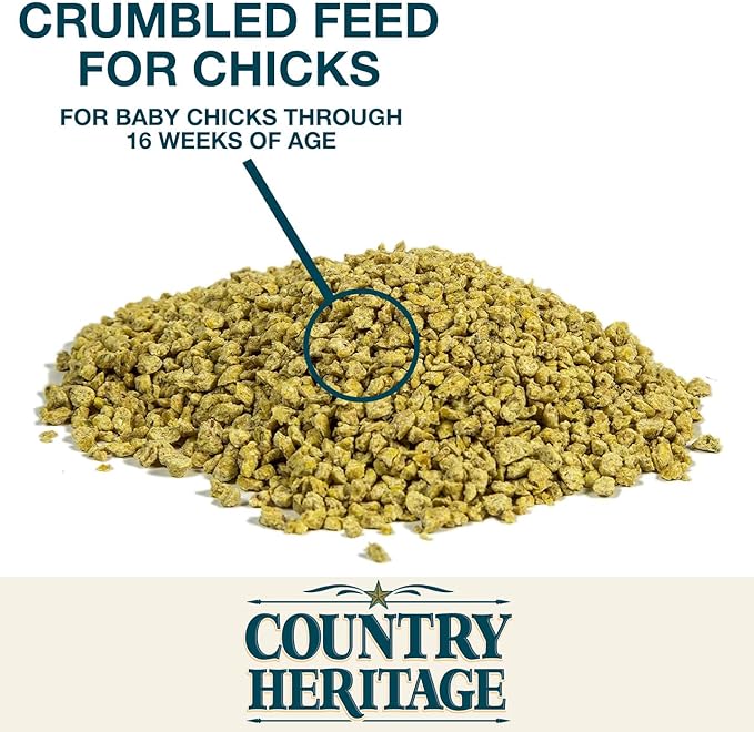 Country Heritage Chick Starter Grower Feed 10lbs - Non-Medicated Complete Nutrition Crumble for Baby Chickens Turkeys Ducks Geese, 18% Protein
