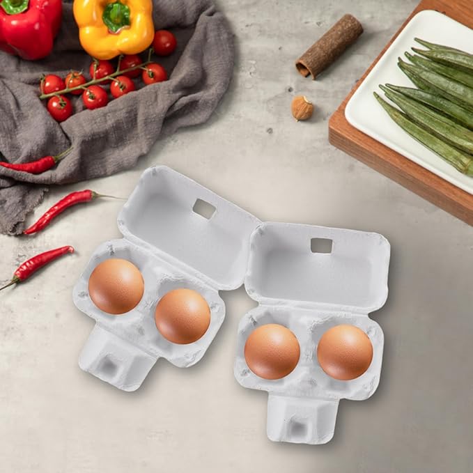 Paper Egg Cartons 2 Count 3x4 Paper Pulp Egg Cartons 50PCS Reusable No Breakage for Refrigerator Farm Market Travel Bulk Duck Tray Crates.