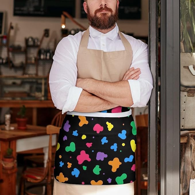 Half Apron with 3 Pockets Chef Cooking Kitchen Restaurant Aprons for Women Men