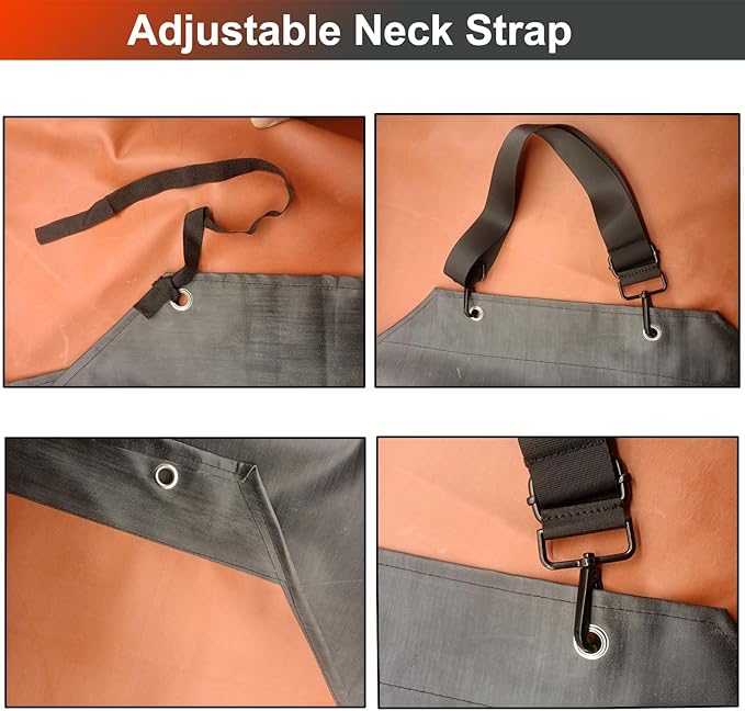 Thick Waterproof Rubber Aprons, Puncture/Abrasion/Chemical/Oil Resistance Work Apron