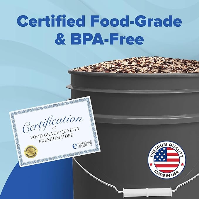 ePackageSupply 5 Gallon Plastic Bucket with Airtight Lid | Made in USA | Food Grade Bucket | BPA-Free | Heavy Duty 90 Mil All Purpose Pail | One 12" Rubber Mallet & One Lid Opener Included | 1 Pack