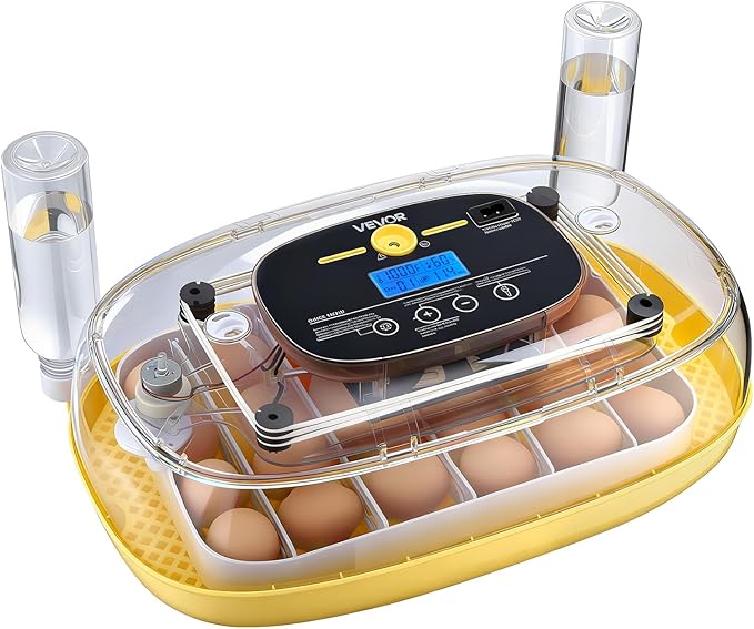 VEVOR 24 Egg Incubator, Automatic Egg Turner with LED Candler, Temperature & Humidity Control, 360° View Clear Window, Auto Water Refill, Poultry Eggs Incubators for Hatching Chicks Ducks Goose Quail