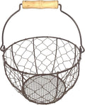 Farmhouse Wire Egg Basket For Gathering Fresh Eggs Iron Wire Storage Organizer With Handle Chicken Egg Collecting Basket Countertop Container Fruit Bin